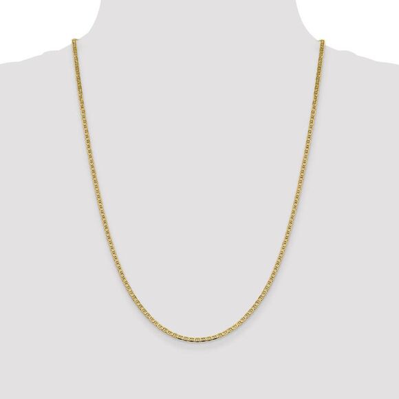 2.4mm 14k Yellow Gold Solid Concave Anchor Chain Necklace, 24 Inch - Picture 3 of 8